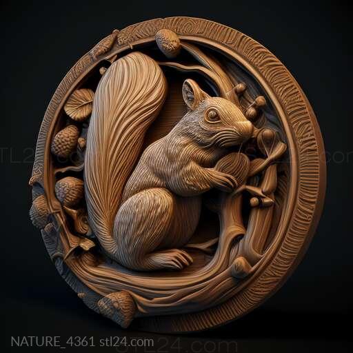 Nature and animals (st squirrel 1, NATURE_4361) 3D models for cnc
